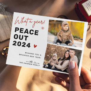 Cartão De Festividades Memórias e Novos Começos: 2 Photo Peace Out 2024