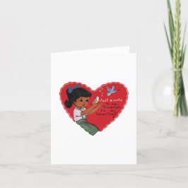 Cartão De Festividades Menina Afro-Americana Vintage com Pássaros no Dia
