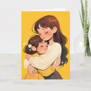 Cartão De Festividades Menina Anime Mãe Filha