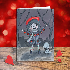 Cartão De Festividades Menina com Cartola de Dia de os namorados para Gar