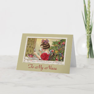 Cartão De Festividades Menina com Natal Personalizado do Espelho de Makeu