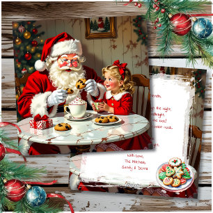 Cartão De Festividades Menina Dando Presente ao Papai Noel Natal