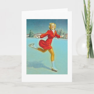 Cartão De Festividades menina de patinagem