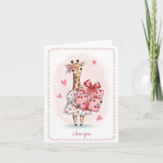 Cartão De Festividades Menina Girafa Adorável