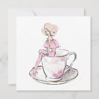 Menina no chá rosa floral