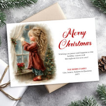 Menina nostálgica esperando o Papai Noel baixar o 