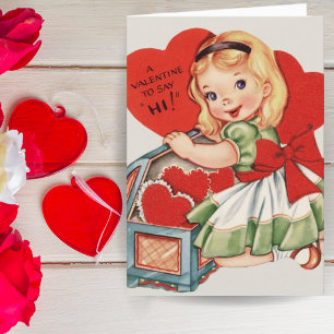 Cartão De Festividades Menina Retro Vintage Personalizado Dia dos Namorad