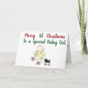 CARTÃO DE FESTIVIDADES ***MENINA*** TEM O ***PRIMEIRO NATAL***