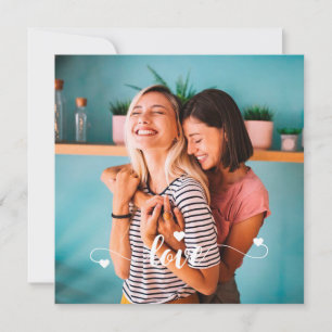 Cartão De Festividades Meninas Amor Branco Script Com Coração Dia dos Nam