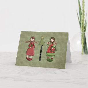 Cartão De Festividades Meninas Anjo de Natal
