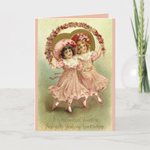 Cartão De Festividades Meninas com Flores - Cartão-postal do Namorados V