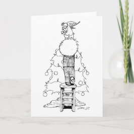 Cartão De Festividades Menino com um anjo do Natal