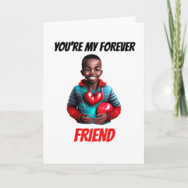 Cartão De Festividades Menino de melanina bonito para sempre amigo das pe