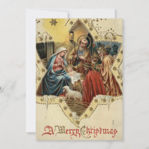 Cartão De Festividades Menino Jesus de Natal Antigo