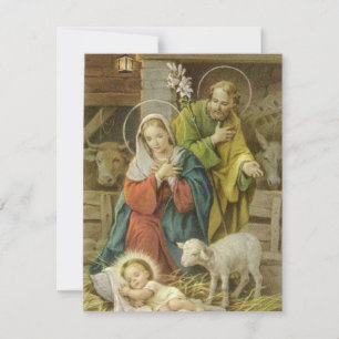 Cartão De Festividades Menino Jesus de Natal Antigo