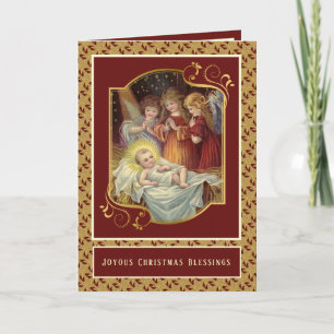 Cartão De Festividades Menino Jesus no Nascimento com Versículo da Escrit