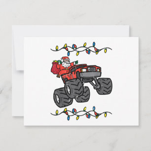 Cartão De Festividades Meninos de Caminhão Monstro do Papai Noel do Natal