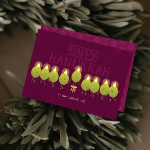 Cartão De Festividades Menorá de Hanukkah Azeitonas Grupo Vinho