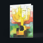 Cartão De Festividades Menorah<br><div class="desc">Modelo Vertical da Placa de Saudação</div>