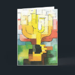 Cartão De Festividades Menorah<br><div class="desc">Modelo Vertical da Placa de Saudação</div>