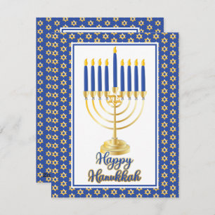 Cartão De Festividades Menorah com Luzes Feliz Foto da Família Hanukkah