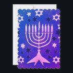 Cartão De Festividades Menorah - Feliz Chanucá Flat<br><div class="desc">Menorah - Feliz Cartão de Férias Plana Hanukkah</div>