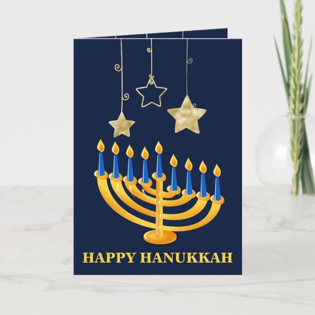 Cartão De Festividades Menorah Happy Hanukkah (Frente)