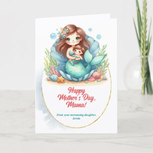 Cartão De Festividades Mensagem Bonita do Dia das Mães Sereia
