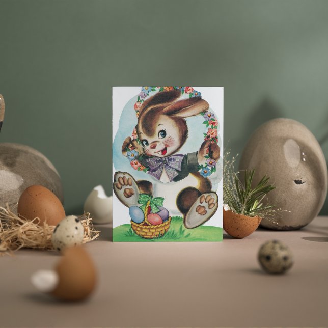 Cartão De Festividades Mensagem de adição de coelho de Páscoa com retrato (Criador carregado)