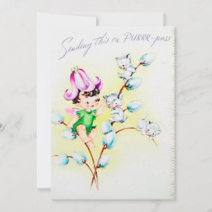 Cartão De Festividades Mensagem de adição de gatos de Páscoa de retrato b