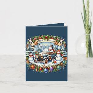Cartão De Festividades Mensagem de adição de natal do Snowman
