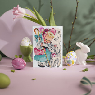 Cartão De Festividades Mensagem de adição de Páscoa de retrato bonito