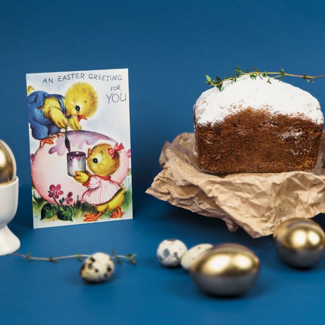 Cartão De Festividades Mensagem de adição de pintinhos de Páscoa de vinta (Criador carregado)