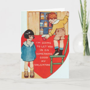 Cartão De Festividades Mensagem de adição de placa de Namorados de Vintag