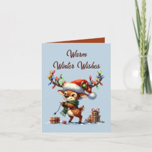 Cartão De Festividades Mensagem de adição de renas de tricô festivo de Na