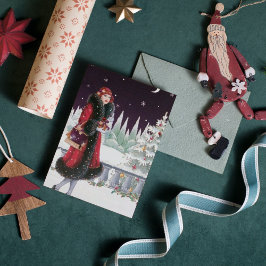 Cartão De Festividades Mensagem de adição de uma dama de deco de arte bon