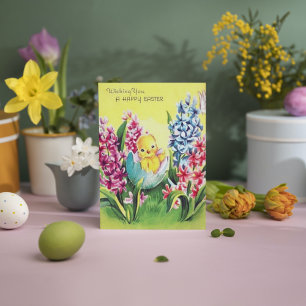 Cartão De Festividades Mensagem de adição do pintinho de Páscoa de retrat