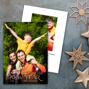 Cartão De Festividades Mensagem de Ano Novo com 2 Fotos