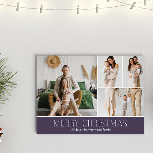 Cartão De Festividades Mensagem de Foto de Colagem do Elegante 4 de Natal