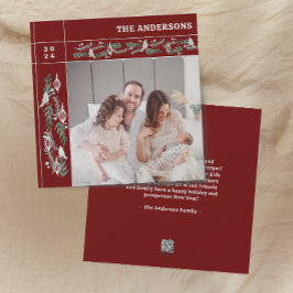 Cartão De Festividades Mensagem de Foto do Burgundy Foliage Garland