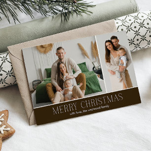 Cartão De Festividades Mensagem de Foto do Elegante 2 de Natal BROWN MERR
