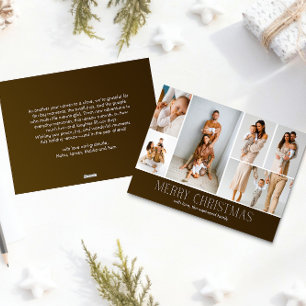 Cartão De Festividades Mensagem de Foto do Elegante de Natal BROWN 6 Coll