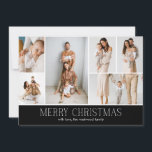 Cartão De Festividades Mensagem de Foto do Elegante de Natal PRETO 6 Coll<br><div class="desc">Compartilhe os destaques da sua família com este cartão de Natal, que aparece ano após ano, com um design simples, mínimo e limpo. A frente inclui uma moderna colagem de 6 fotos, combinada com a saudação festiva "Feliz Natal" em uma fonte elegante em preto chico, com espaço para personalizar seu...</div>