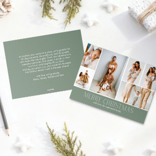 Cartão De Festividades Mensagem de Foto do Elegante de Natal SAGE 6 Colla