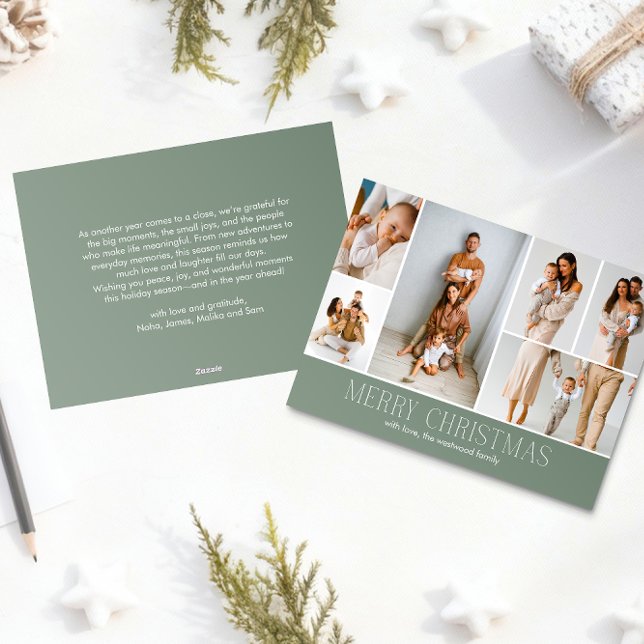 Cartão De Festividades Mensagem de Foto do Elegante de Natal SAGE 6 Colla (Criador carregado)