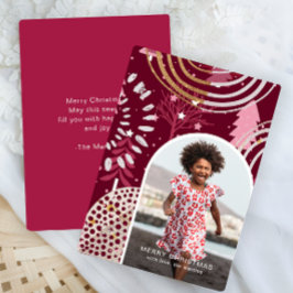 Cartão De Festividades Mensagem de Saudação de Foto de Natal bonito rosa