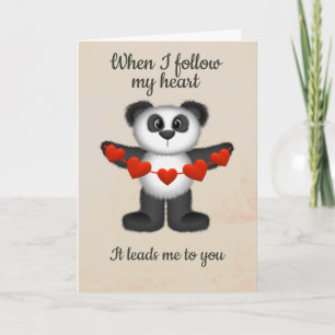 Cartão De Festividades Mensagem de Valente Urso Panda Corda de Corações V