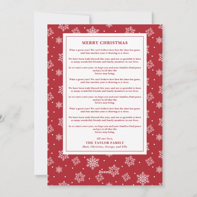 Cartão De Festividades Mensagem Longa da Galeria de Fotografias Quadradas (Verso)