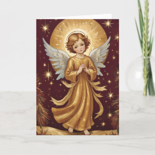 Cartão De Festividades Mensagem Personalizada de Anjo de Natal Bonito Vin