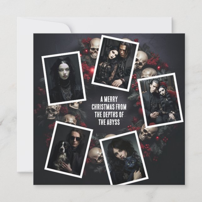 Cartão De Festividades Mensagem Personalizada de Natal do Gótico de Fotos (Frente)